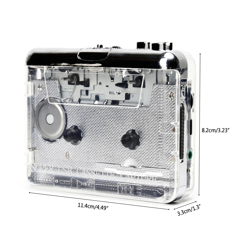 Cassette Player Portable Tape Recorder To Mp3 Full Transparent for Shell USB /Type-C Port Cassette To MP3 Format Tape Pl