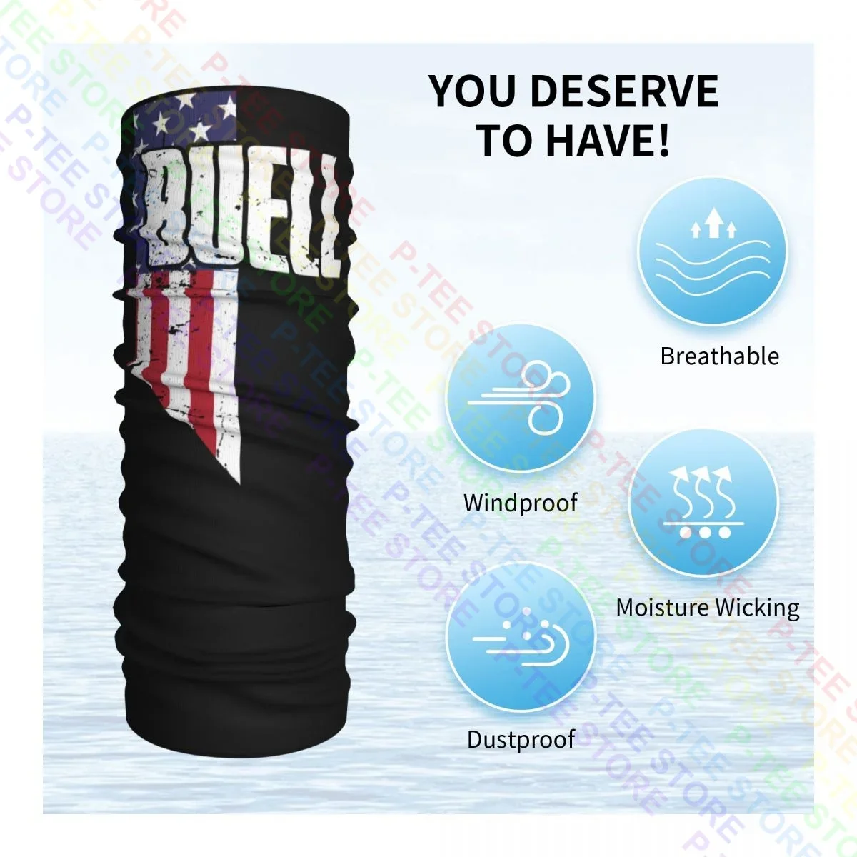 قناع وجه من Premium Buell Family American Flag Neck Gaiter Bandana، قناع ناعم لتدفئة الرأس