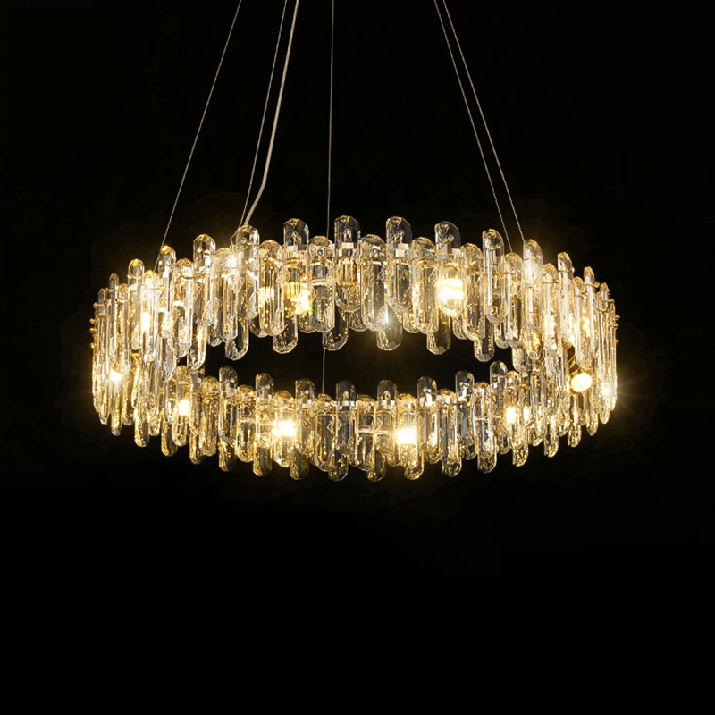 

New Trend Creative Decorative Clear Crystal Designer Chandelier Indoor Lighting Suspension Lamp For Living Room Hotle Villa