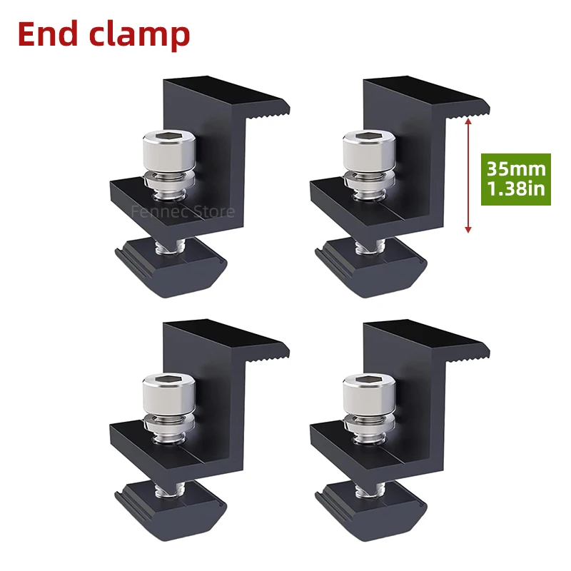 Zonnepaneel montage bevestigingsklem Verstelbare beugeluiteinde en middenklem PV-paneelclip voor zonnepaneel PV-systeem Installatieaccessoires