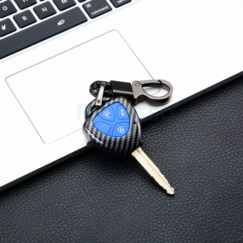 Carbon Fiber ABS Key Case Remote Shell FOB Cover for Toyota Corolla Yaris Camry RAV4