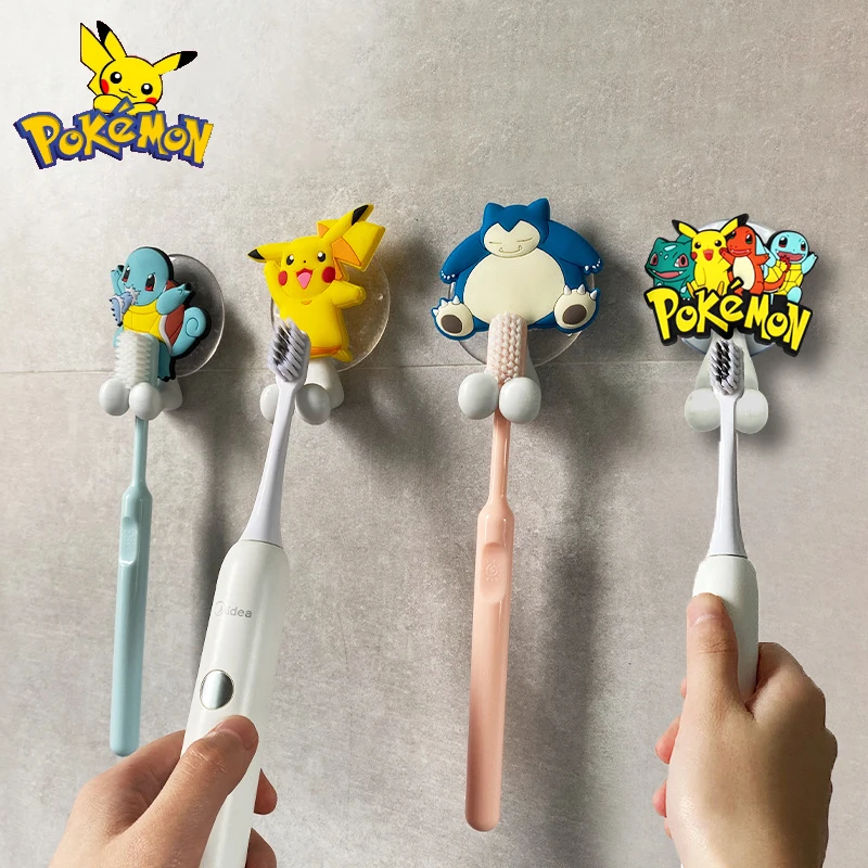 Pokemon Kids Toothbrush Holder Anime Figure Cartoon Pikachu Gengar Charizard Wall Mounted Shelf Bathroom Toys Birthday Gifts
