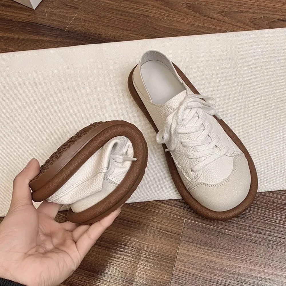 Women\'s Shoes 2024 fashion New Spring autumn Single Shoes Ugly Cute Women\'s Small White Comfortable Big Head Shoes Pu Leather