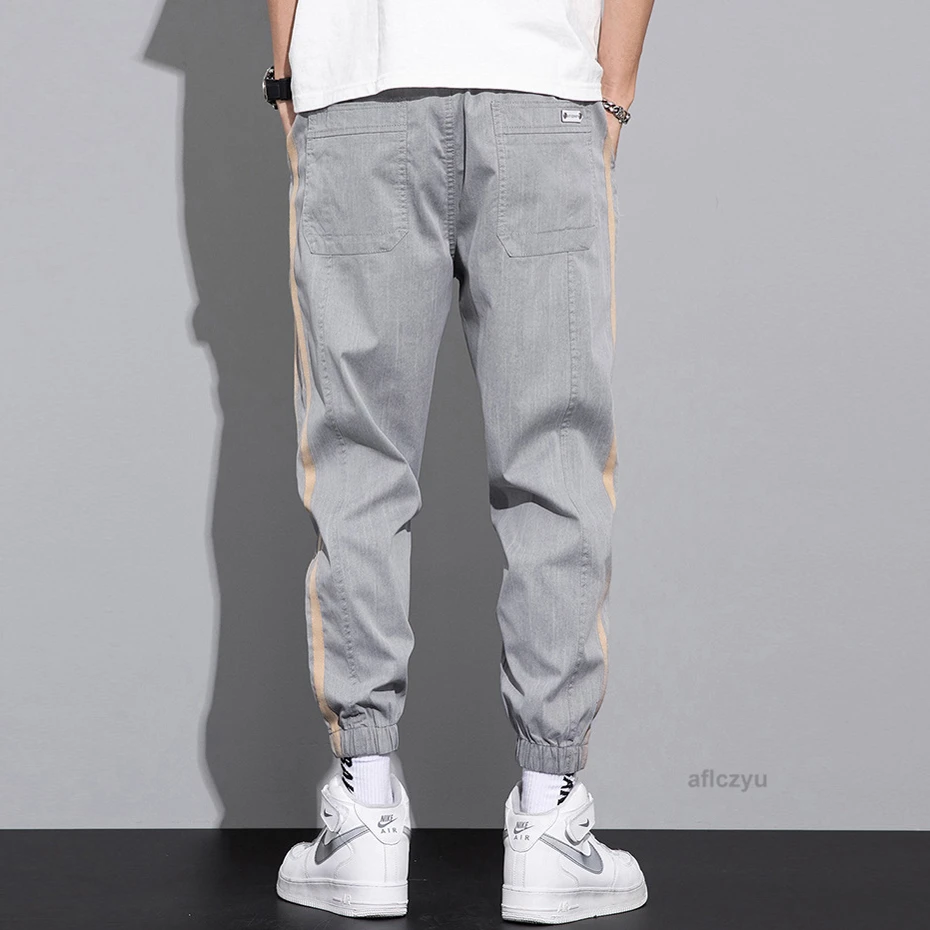 Jogger Pants Men Sweatpants Summer Cool Pants Thin Fashion Casual Ankle-length Pants Elastic Waist