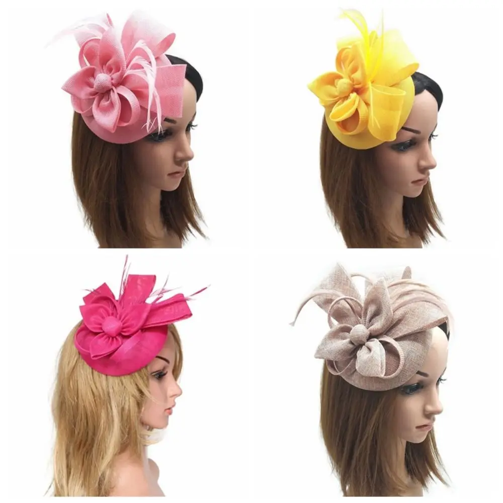 

Elegant Solid Color Fascinator Headpiece French Style Hepburn Style Wedding Headdress Bride Headband Wedding Party