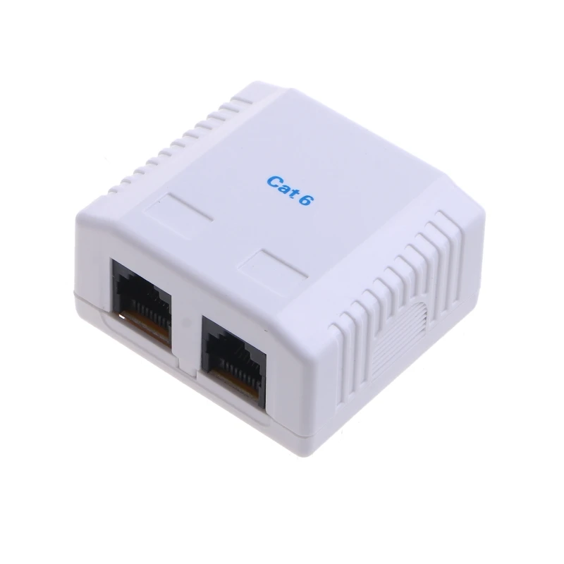 Caja de conexiones RJ45 CAT6 8P8C, conector de 2 puertos hembra-hembra, caja de Cable de extensión de escritorio QXNF