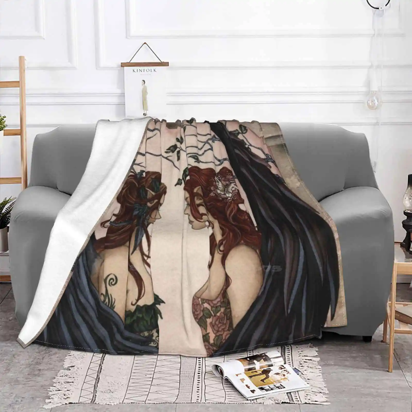 Sisters Best Selling Room Household Flannel Blanket Angels Fairy Fantasy Sisters Companions Amy Brown Black Family Friendship