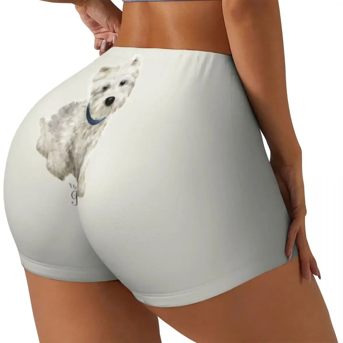 Pantaloncini da allenamento personalizzati per cani West Highland White Terrier per donne Pantaloncini da yoga per motociclisti da corsa per palestra Westie