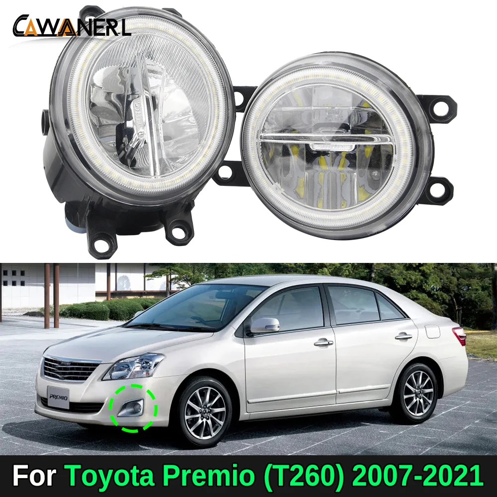 

Светодиодные противотуманные фары 2-в-1 с функцией дневных ходовых огней (DRL) и эффектом «ангельские глазки» для Toyota Premio (T260) 2007-2021, 30 Вт, аксессуары