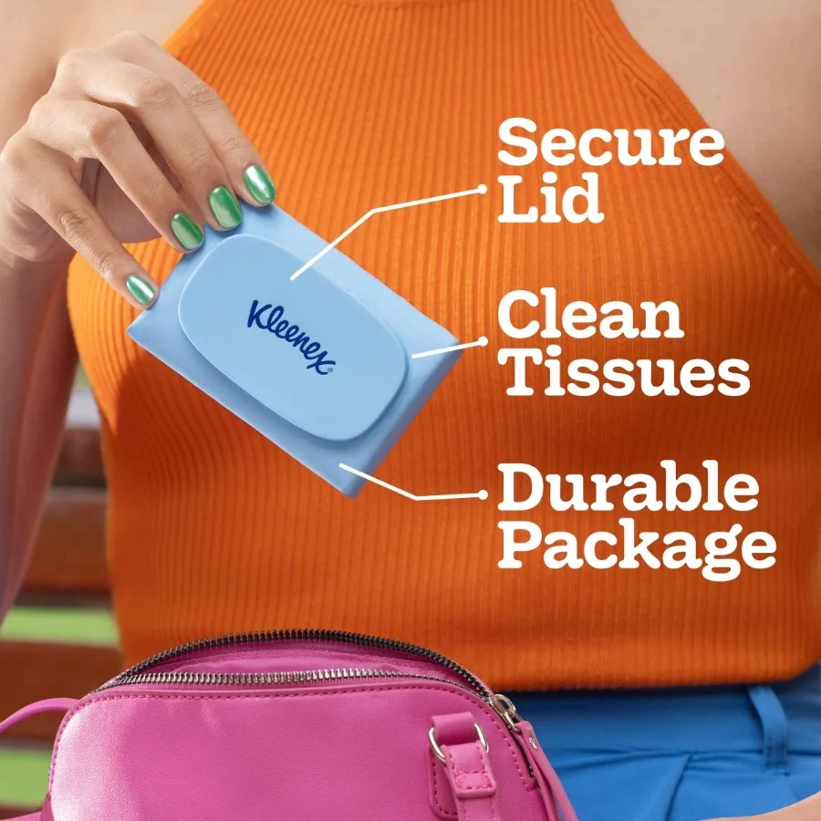 25ct Ultra Soft Snap & Go Travel Facial Tissues, 3‑Ply Soft Pack Portable Disposable Tissues for Travel & Daily Use