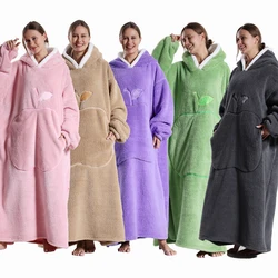 2024 nuova coperta indossabile TV oversize Extra lunga calda felpa con cappuccio invernale Sherp felpa con cappuccio uomo donna morbida felpa regali