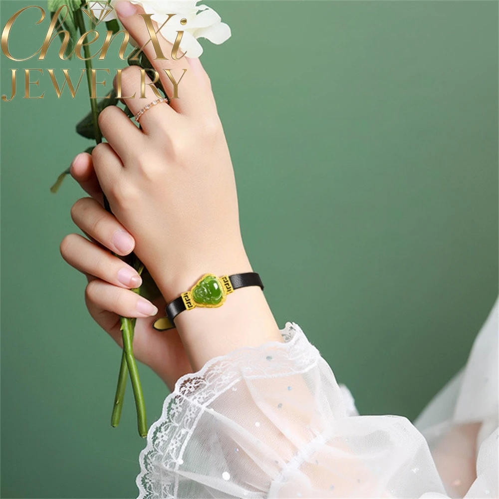 Authentic Natural Old Hetian Jasper Jade Venerable Master Fashionable Simple Selling Women's Watch Fine Jewelry Gift Buddha