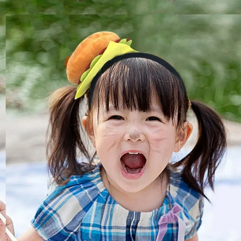 Funny Hamburger Hairhoop Roleplay Accessory Hairband with Simulation Design For Costume Event Holiday Party Dressingup  view 3