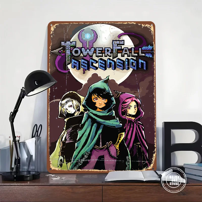 Towerfall Ascension Game Cover Tinplate Poster Custom Wall Art Vintage Metal Signs Retro Tin Plaque for Home Decor Living Room