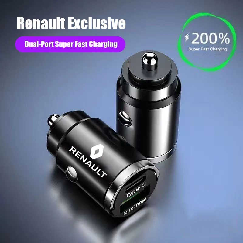 

Invisible Mini Car 100W Charger USB Type-C Dual Interface For Renault Megane Kadjar QM6 Clio Koleos Espace Captur ZOE Renault RS