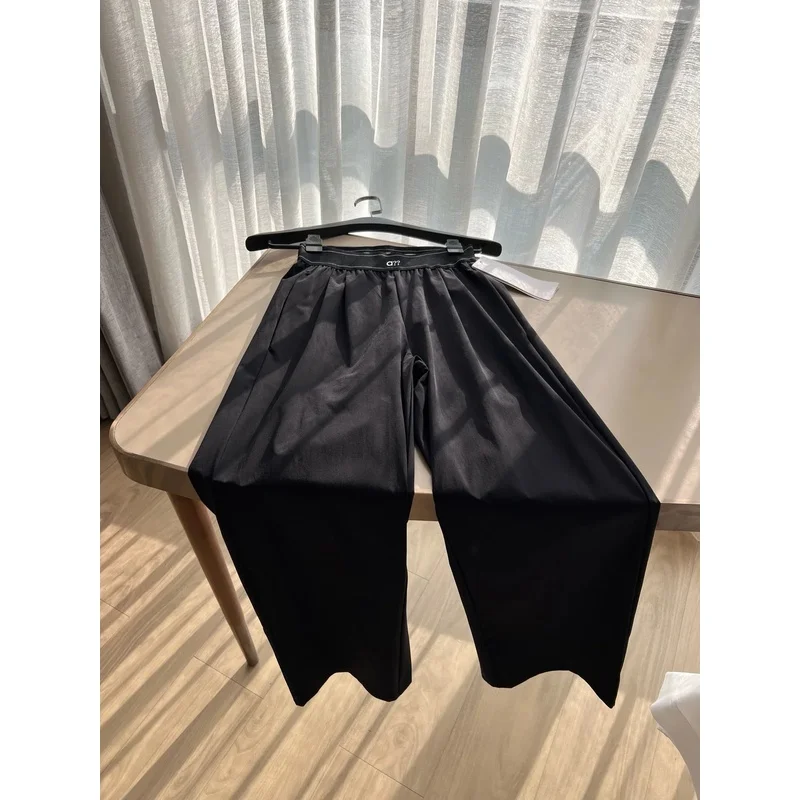 Summer Lightweight Sports Trousers Woven Wide-leg Pants Sports Quick-drying High-waist,ice-silk Textured Straight-leg