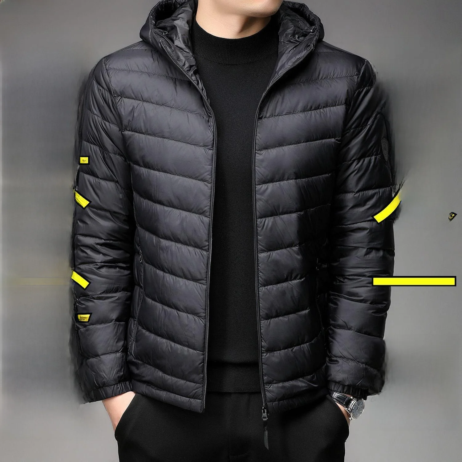 

Осень-зима, легкий пуховый хлопковый джет, мужская легкая тонкая верхняя одежда с капюшоном и воротником для среднего и молодого возраста