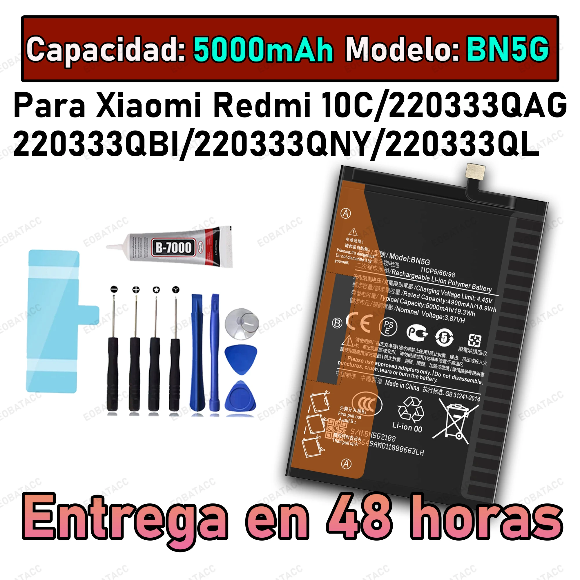 

100% New Zero Cycle BN5G Battery For XIAOMI Redmi 10C Smart Watch Bateria +Free Tools