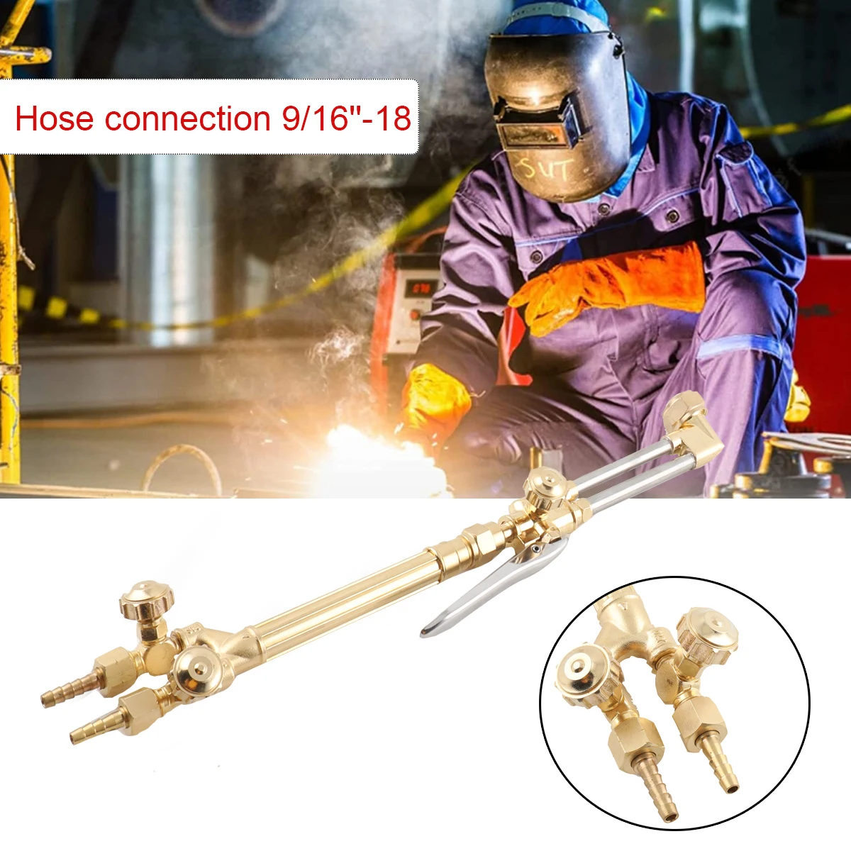 80V American Welding Torch Suit Oxy Acetylene Heavy Duty Torch Kit CA1350 & 100FC Welding Torch 0.3MPA, 9/16