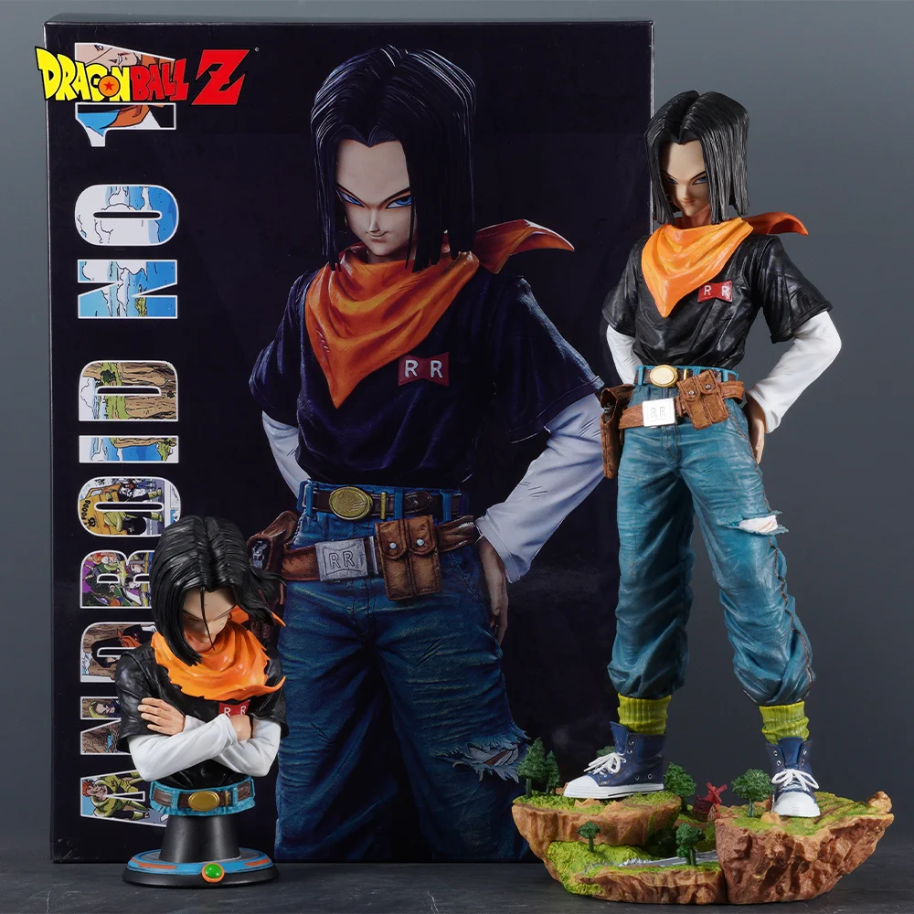 New Dragon Ball Figure Black Pearl Android 17 Figure Replaceable Bust Figura Statue 29cm PVC Collection Decoration Birthday Gift