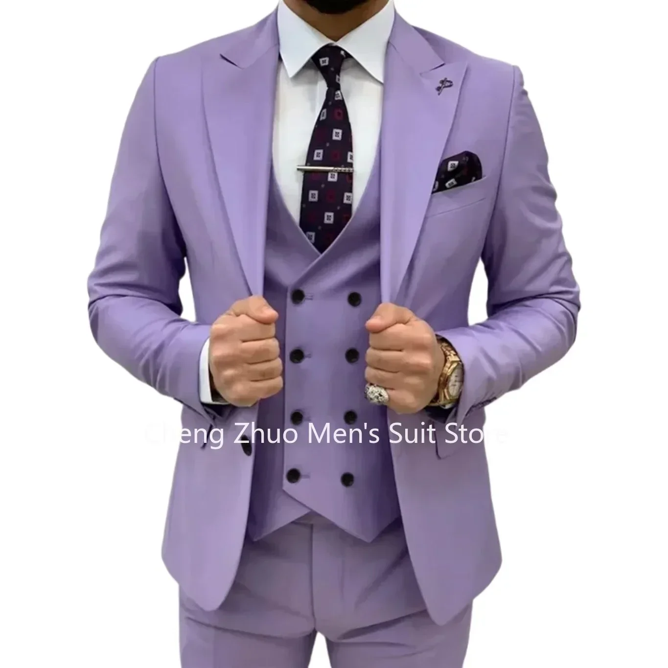 

Casual Suits for Men Peak Lapel 3 Pieces Blazer Vest and Pants Set Gentleman Full Man Terno Tuxedo Suits for Men Wedding Dresses