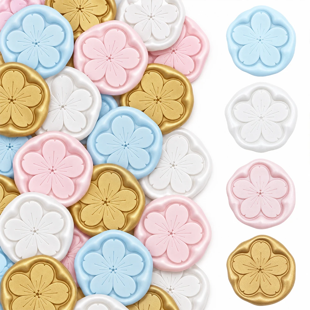 20pcs 3D Four Leaf Clover Pattern Wax Seal Stickers Handmade Envelope Seal Self Adhesive Wax Stickers for Wedding Envelope Gift