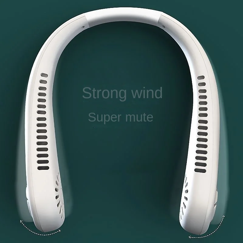 1PC Fan Long Battery Lif New Mini Neck Portable No Bladeless Hanging Neck ricaricabile Air Cooler 3 Speed Mini Summer Sport Fan