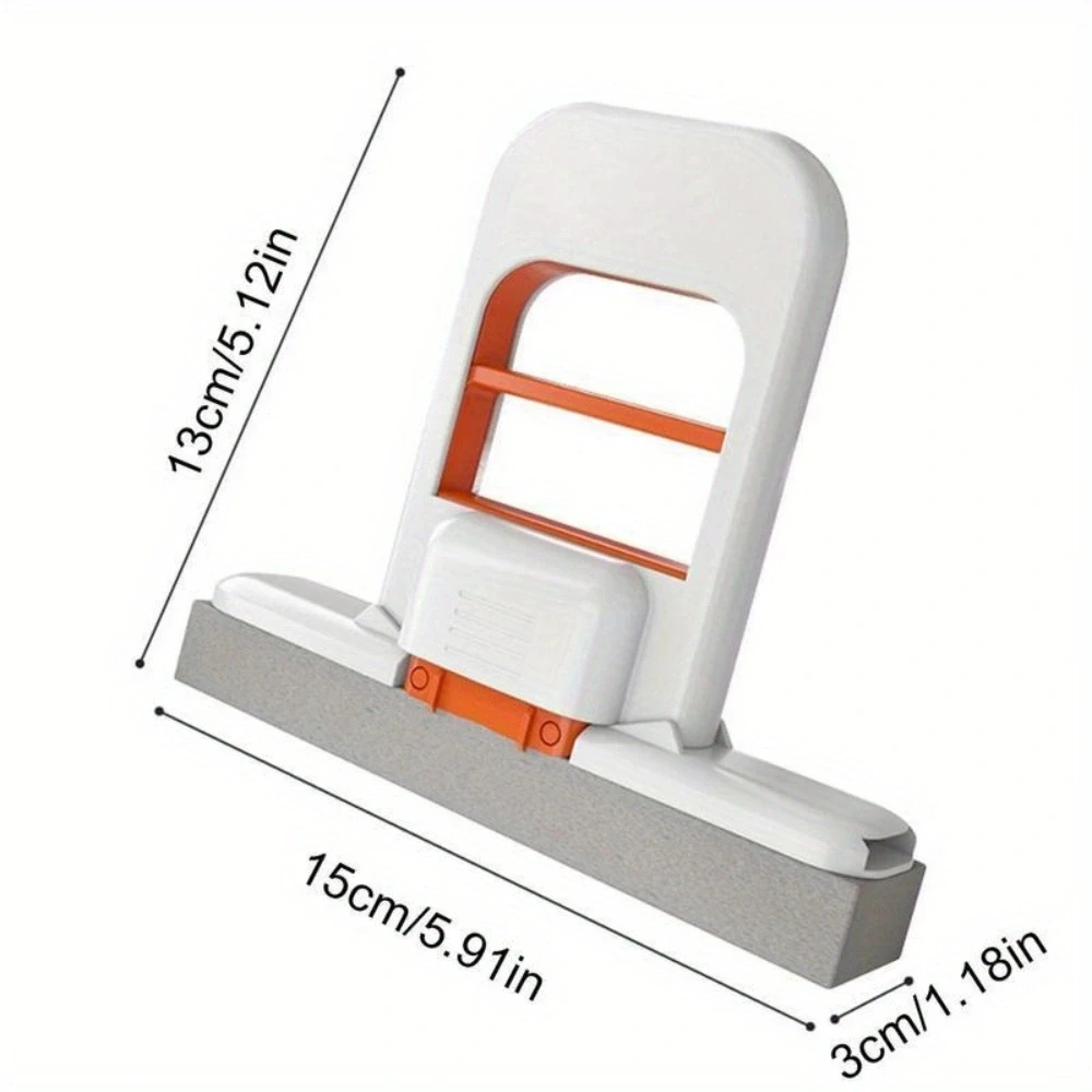 1Pc Upgraded Mini Handheld Mop+2Pcs Replacement Cotton Head with Sponge, Foldable Storage for Kitchen, Bathroom, Living Room - D