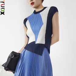 YUDX Fashion Pleated Irregular Printed Blouse Female Spring 2024 New Split Slim Versatile Bottoming T-shirt Factory Spot Outlet