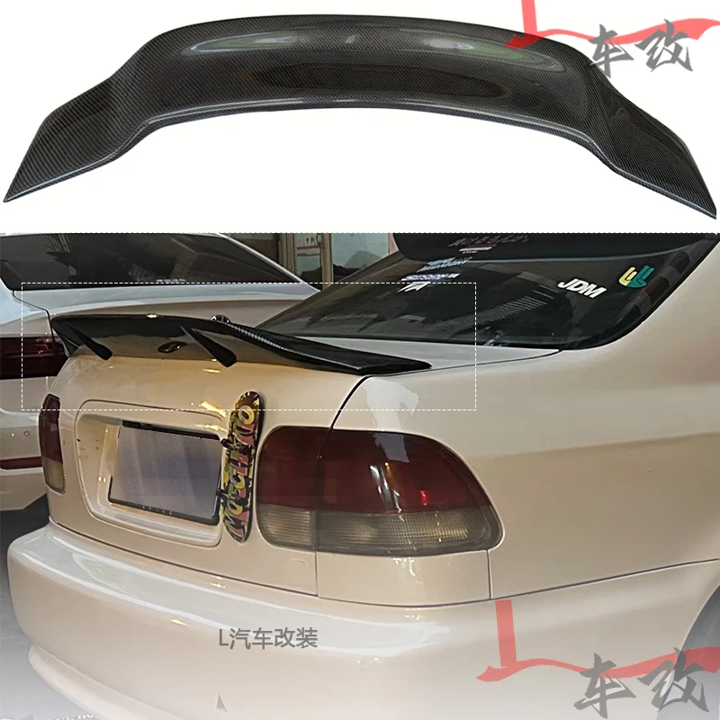 

Спойлер на крышку багажника для Honda Civic EK3 1996-2000, карбоновое волокно, регулируемое внешнее крыло, аксессуары для тюнинга кузова.