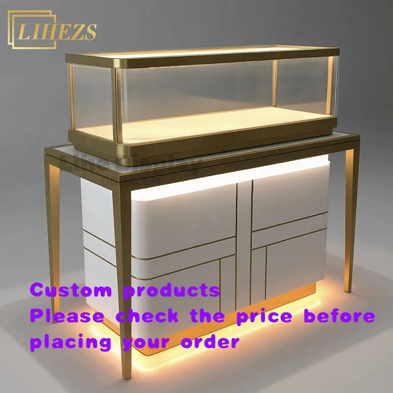 custom.Customizable LED Lighting Glass Jewelry Showcase Elegant Design Display Cabinet Jewelry