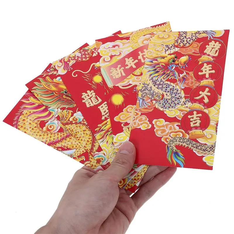 30Pcs 2024 HongBao Dragon Year 2023 Chinese New Year Money Lucky Moneys New Year 2024 Dragon Pattern Paper Chinesess Lucky