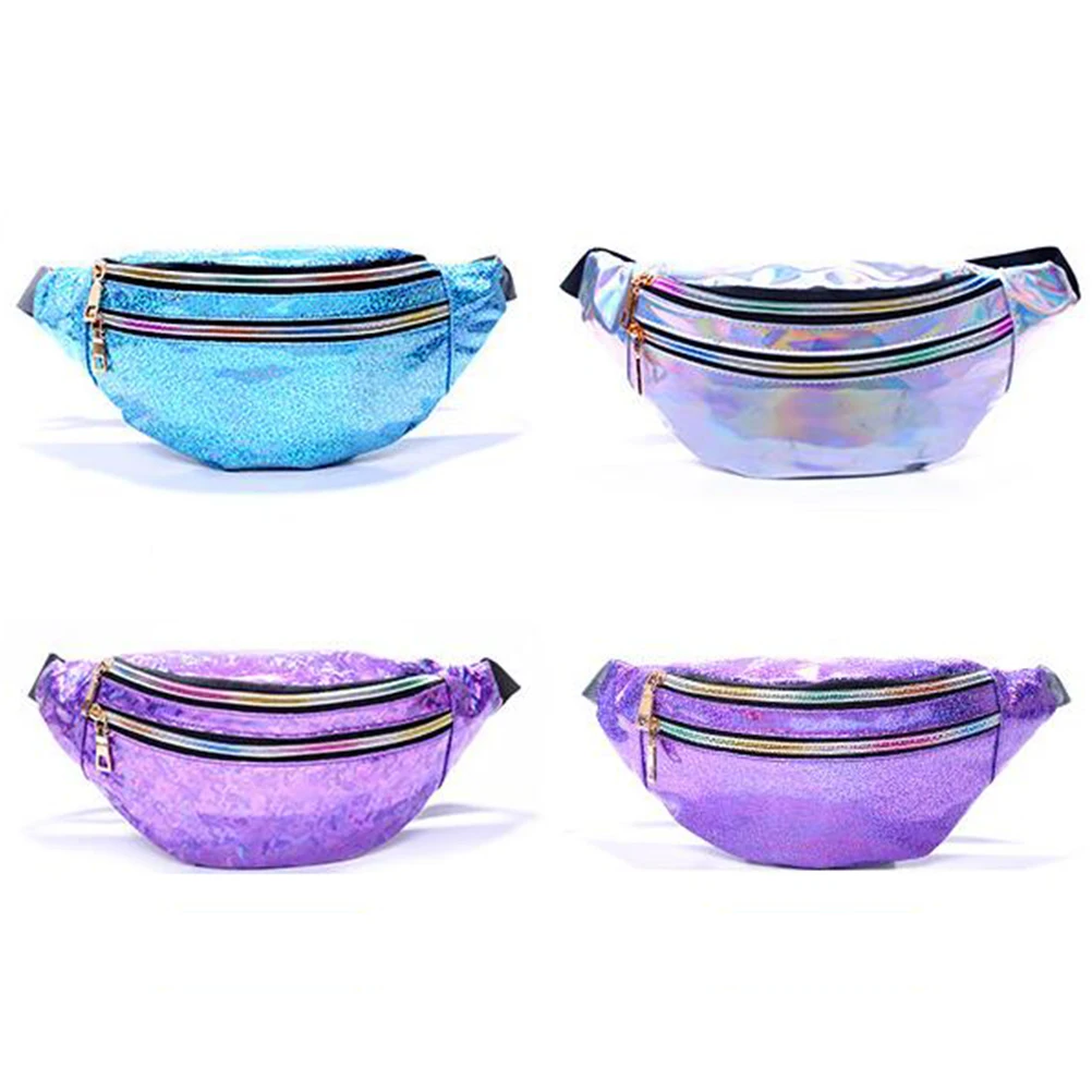 

PU Sequin Waist Bag Lightweight Large Capacity Travel Shopping Purple Outdoor Fanny Pack ladies waist pouch