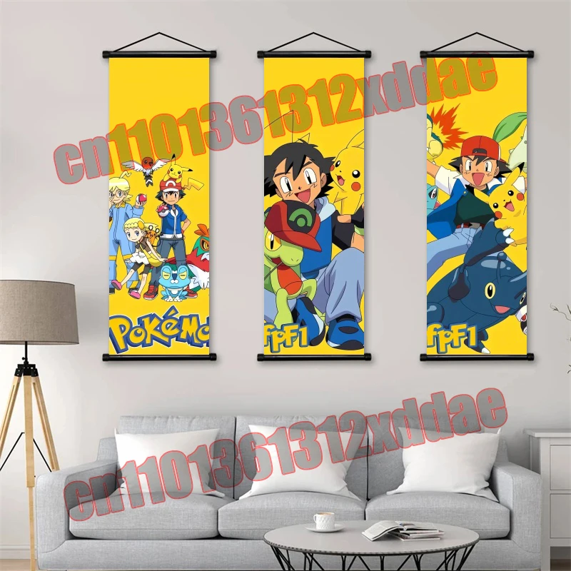 Seni Cetak Lukisan Kanvas Putih Gantung Anime Pokemon, Pikachu, Poster, Hadiah Lukisan Seni Dinding Kamar Anak-anak Rumah