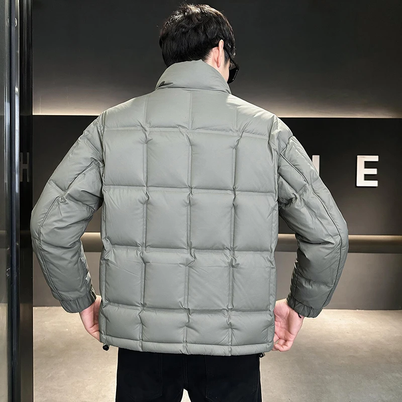 Casual Stand Collar Duck Down Jacket 2026 Autumn Winter Mens Windproof Warm Puffer Coats Outwear Loose Thick Padded Top Clothing