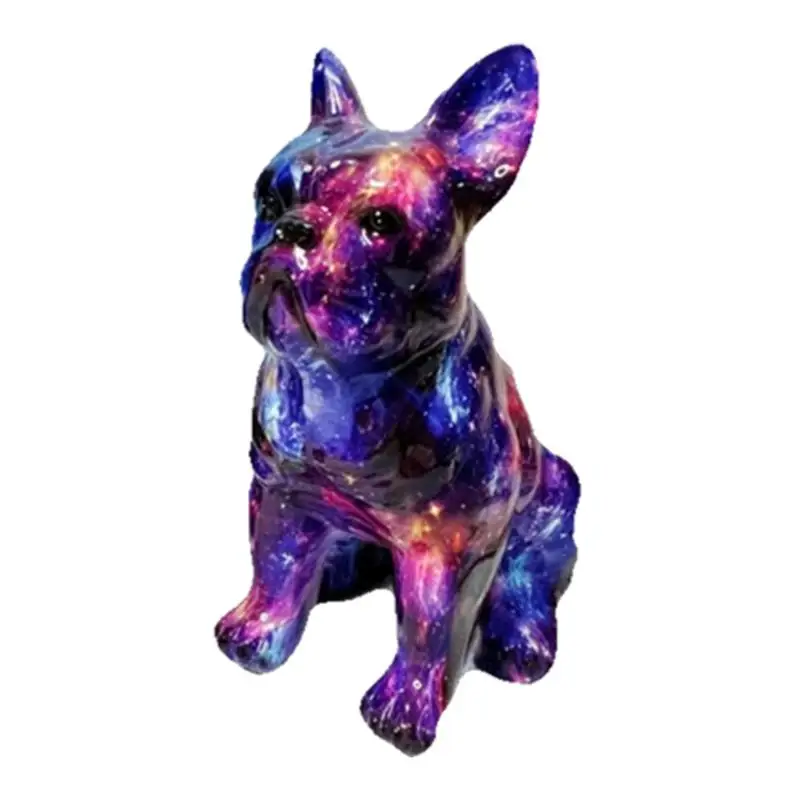 Dog Statues Home Decor Colorful Resin Bulldog Sculpture Anti Fade Cute Desktop Ornaments Artistic Decorative Art Craft Statue