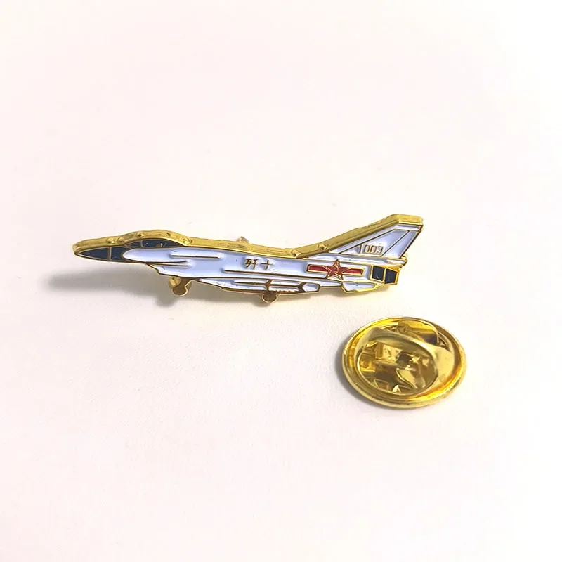 Retro Air Show J-10 Fighter Jet Brooch Metal Baking Paint Craft Aircraft Emblem Lapel Pins Dress Accessories Souvenirs Gifts