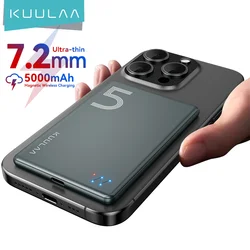 KUULAA Magnetic Power Bank 5000mAh Magnetic Wireless Phone Charger External Battery 20W Fast Charging For iPhone 17 16 PowerBank