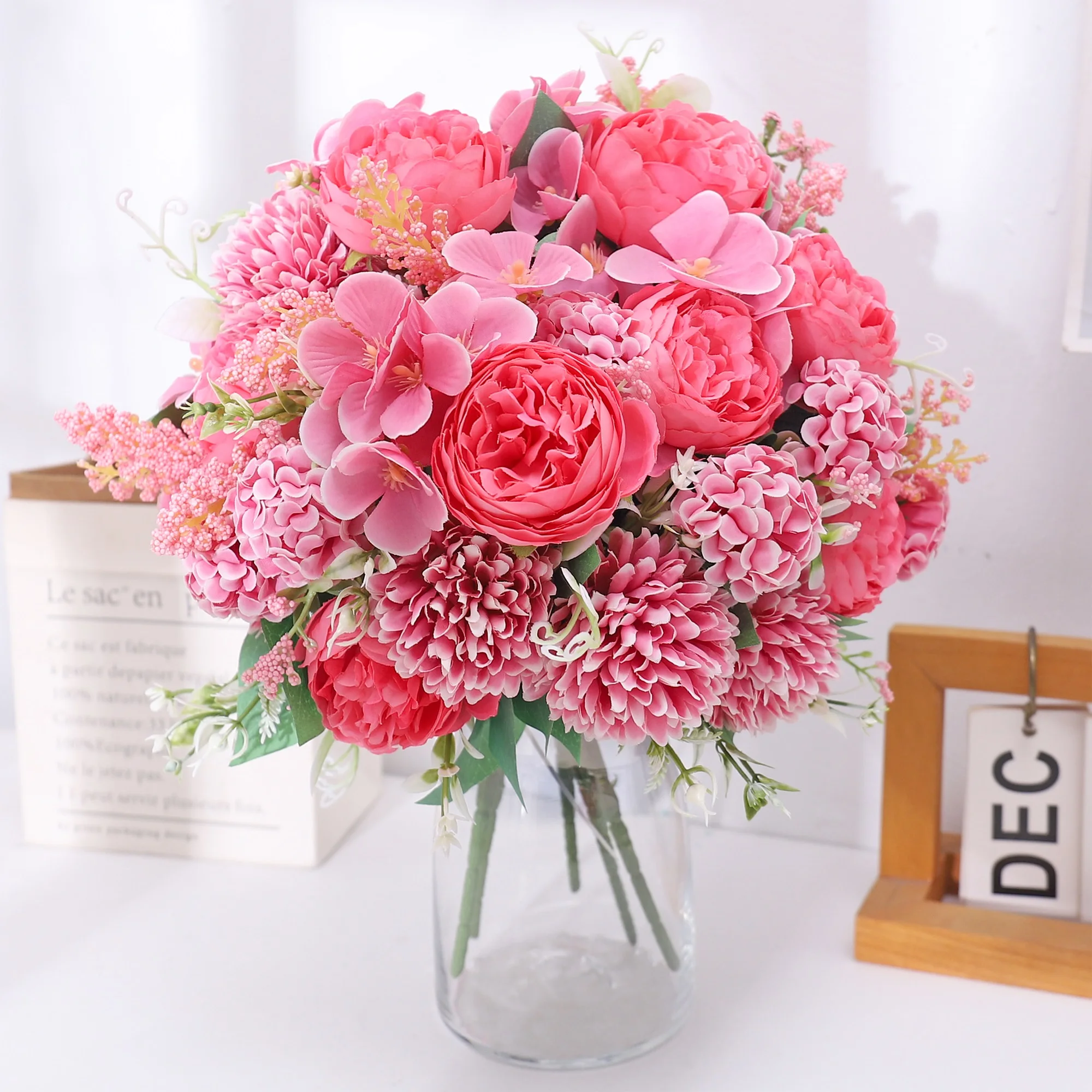 Pfingstrose Seidenblumen Hochwertige künstliche Rosen Gefälschte Hochzeit Party Home Tisch Raumdekoration DIY Braut Hortensien Blumenstrauß – Detail 5