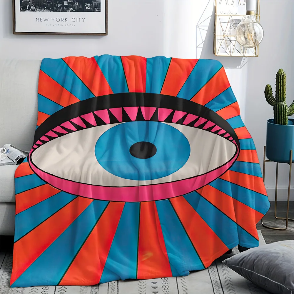 Modern red and blue abstract pattern Flannel printed blanket suitable for all seasons suitable for living office sofa and travel