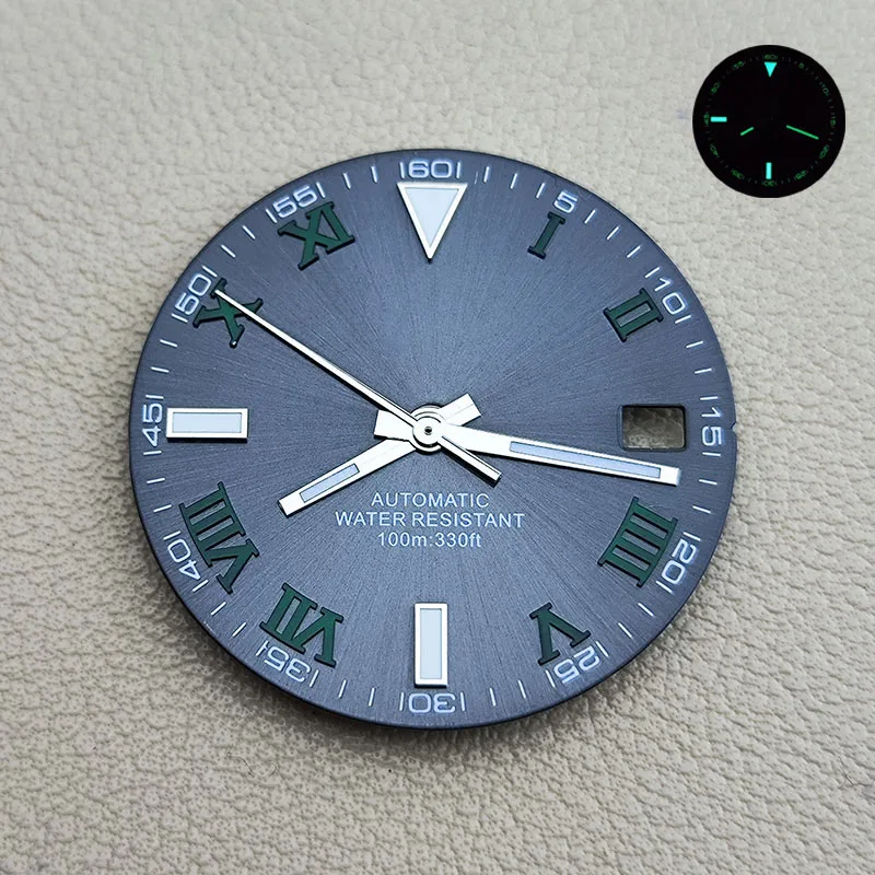 Аксессуары для часов NH, 35 циферблат, циферблат 28,5 мм, зеленый светящийся циферблат для NH, механические аксессуары для часов с механизмом 35/36