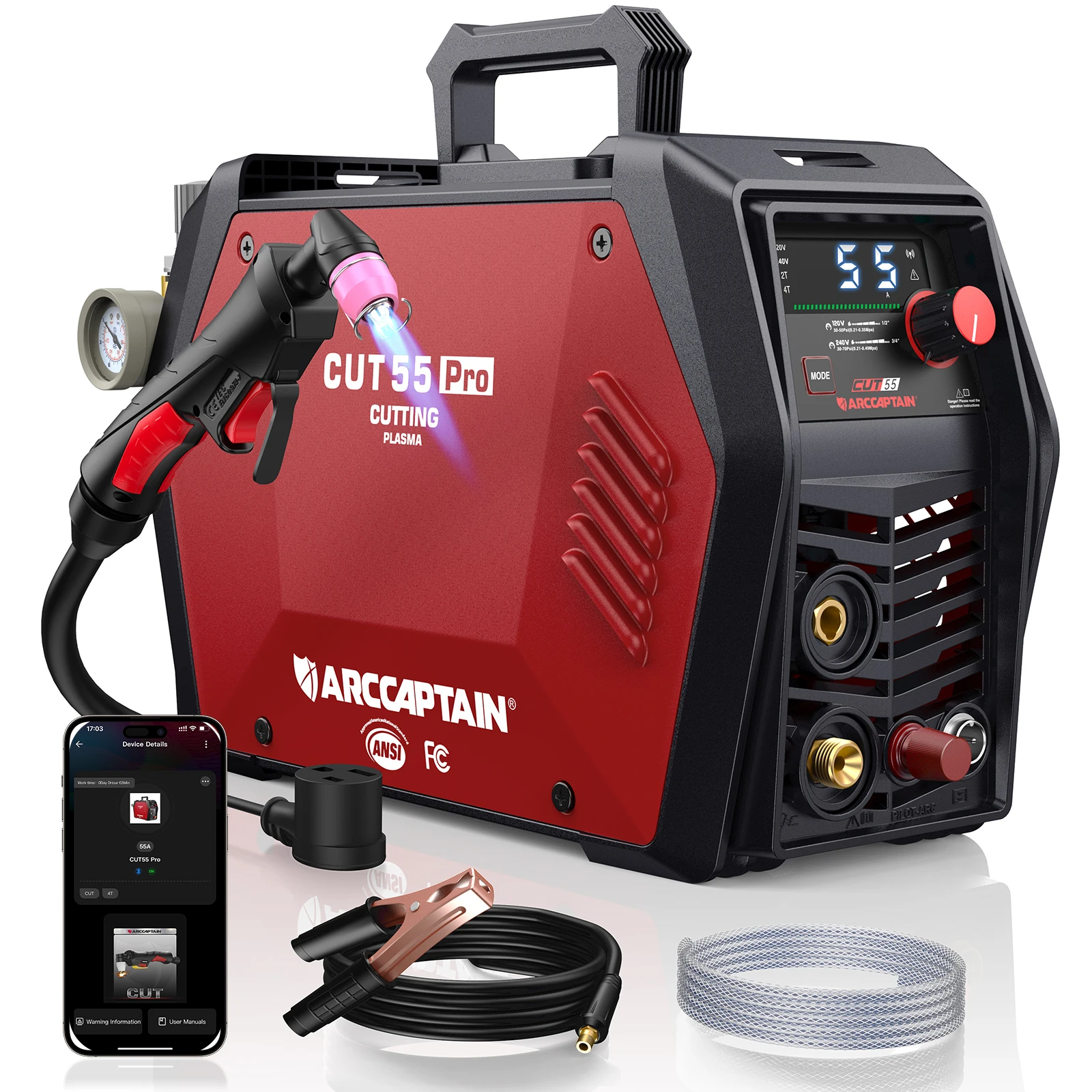ARCCAPTAIN CUT55 Pro Plasma Cutter Machine, 55Amp, 120V/240V