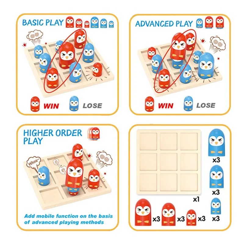 มินิขั้นสูง Tic Tac Toe PARTY BOARD เกมปริศนาเกมแบบโต้ตอบสําหรับครอบครัว Battle การแข่งขันเกมเดสก์ท็อปของขวัญวันเกิด