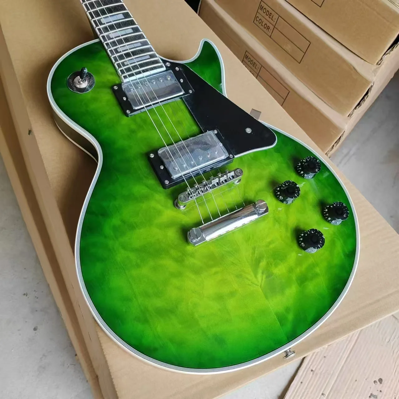 Custom Electric Guitar, Rosewood Fingerboard,Green Guitar,Made in China, Free Shipping, In Stock