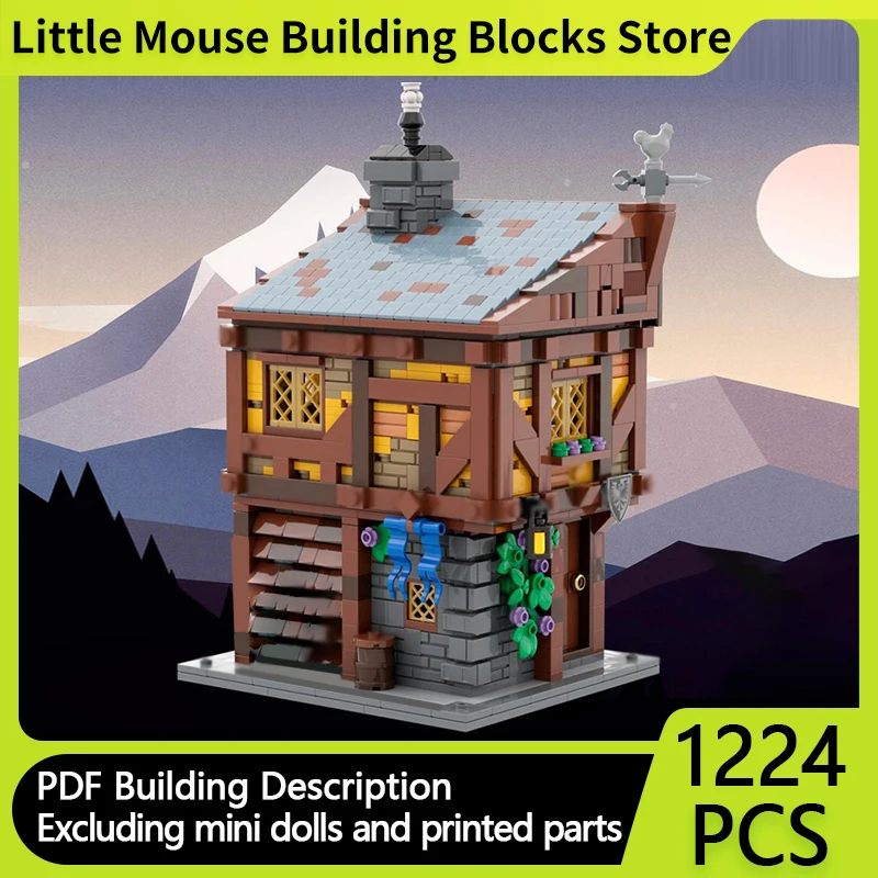 

Medieval Castle Model MOC Building Bricks Rural Residential Building Modular Technology Gift Holiday Assemble Children Toys Suit
