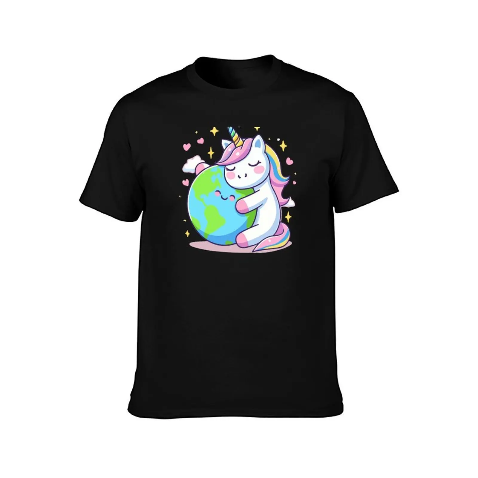 Cute Unicorn Earth Day Environmental Awareness Groovy Girls boys T-Shirt Basic Plain Short Sleeve Crew Neck Tee