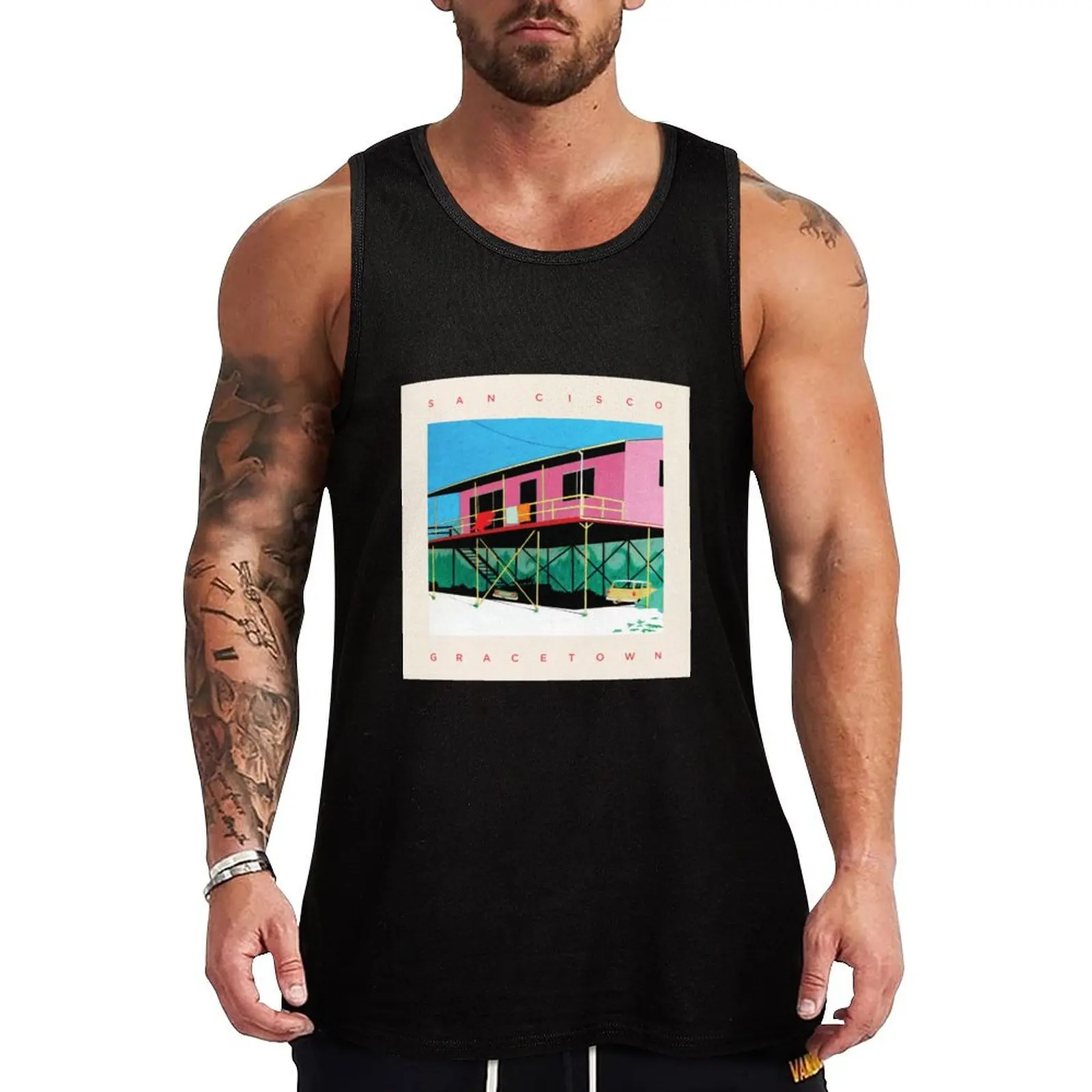 San Cisco New Album Cover Gracetown Tank Top summer 2025 Men's tops Men's summer t-shirt