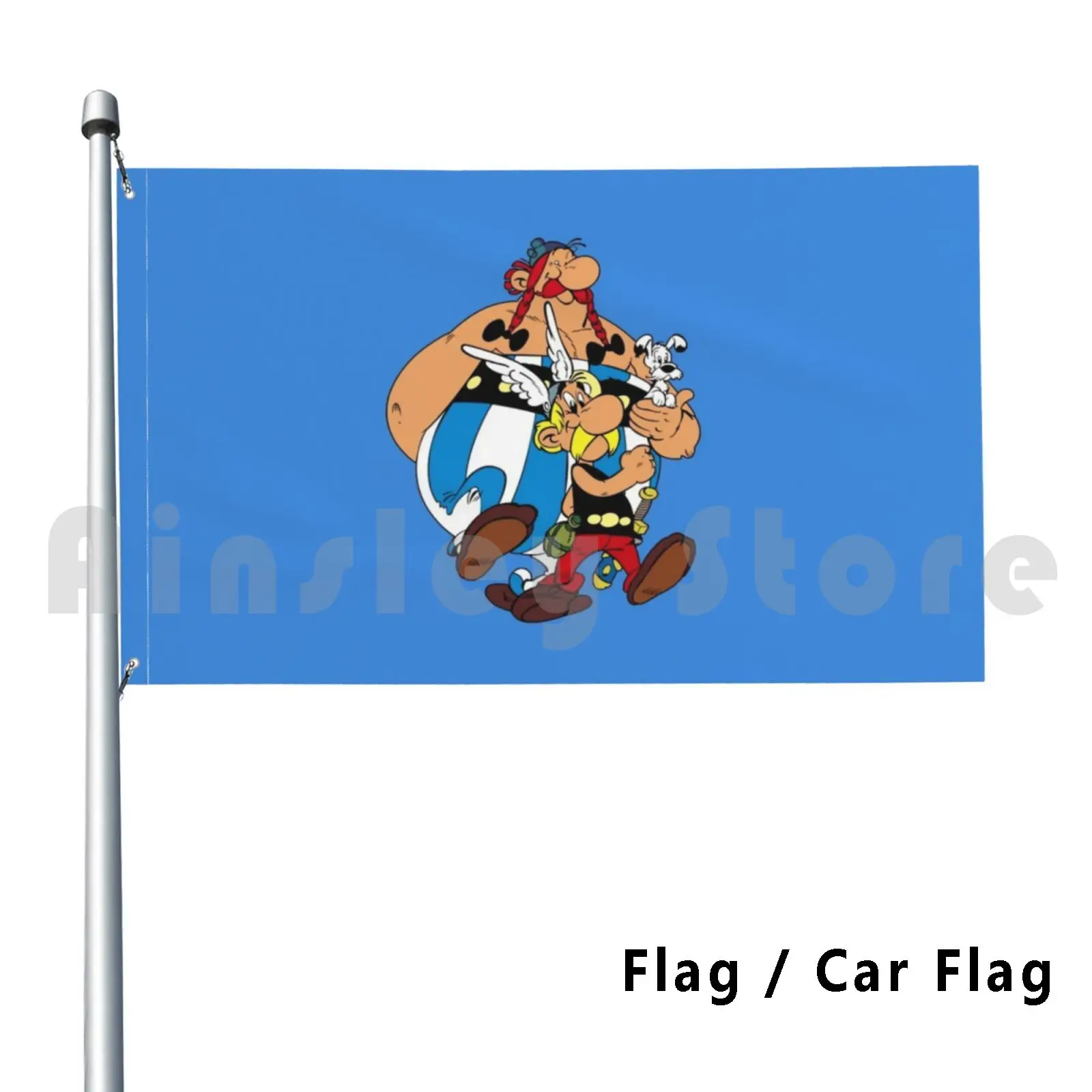 The Adventures Of Asterix Shirt , Sticker , Flag Car Flag Printing Custom Asterix Obelix Dogmatix Adventures