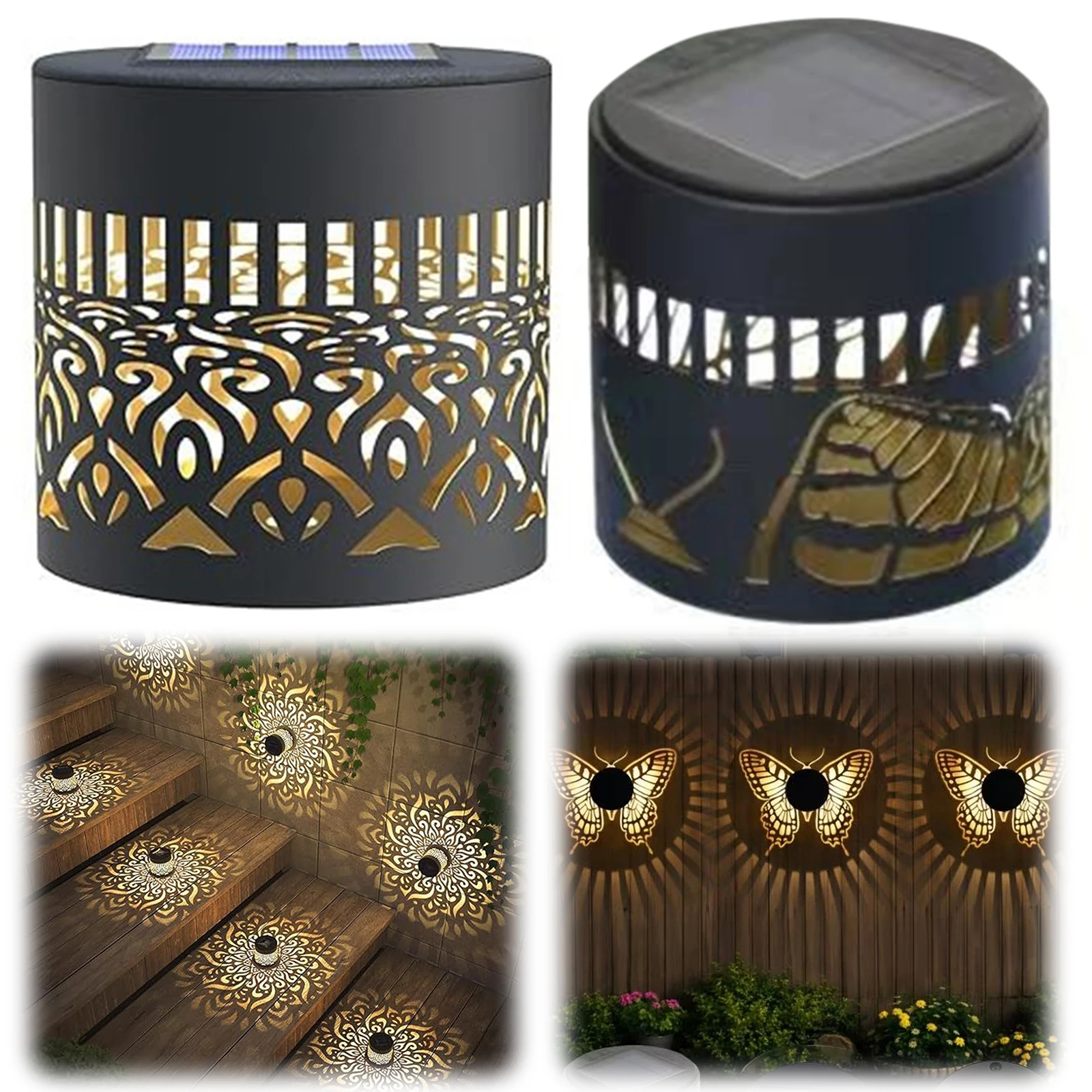 Solar Mandala Lights Outdoor Waterproof Solar Wall Light Back Porch Decor Warm White for Garden Post Patio Backyard Yard Decor