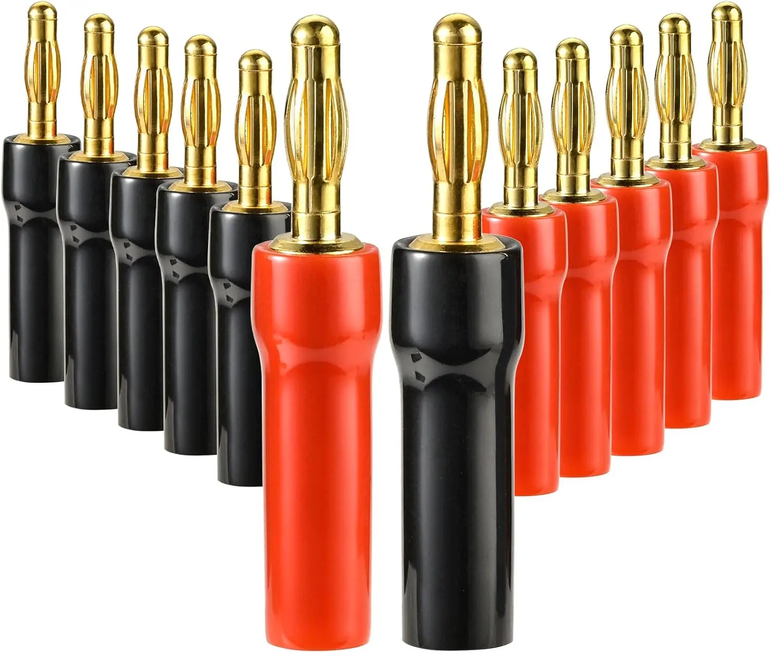 4mm Speaker Banana Plugs-Open Screw Type, Insulated 24K Gold Plated Speaker Wire Banana Plugs Connectors